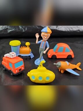 Moonbug Blippi and Toy Vehicles Plane Train Automobile - Lot of 6 - GUC